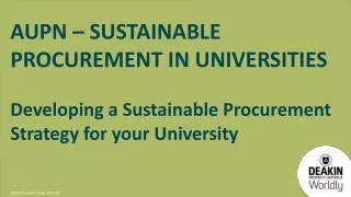 AUPN – Sustainable Procurement In Universities