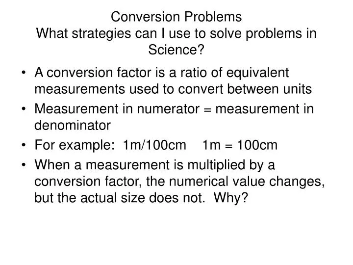 conversion problems what strategies can i use to solve problems in science