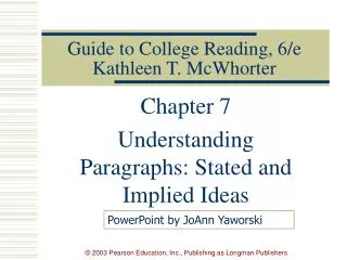 Guide to College Reading, 6/e Kathleen T. McWhorter