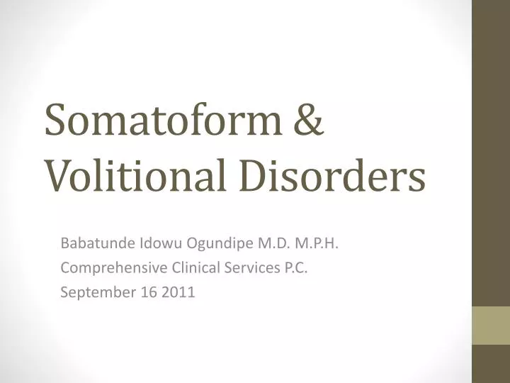 somatoform volitional disorders