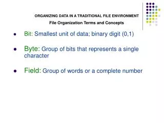 File Organization Terms and Concepts