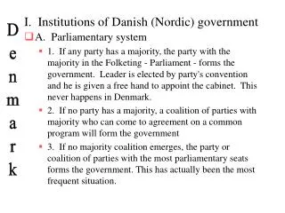 I. Institutions of Danish (Nordic) government