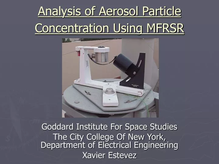 analysis of aerosol particle concentration using mfrsr