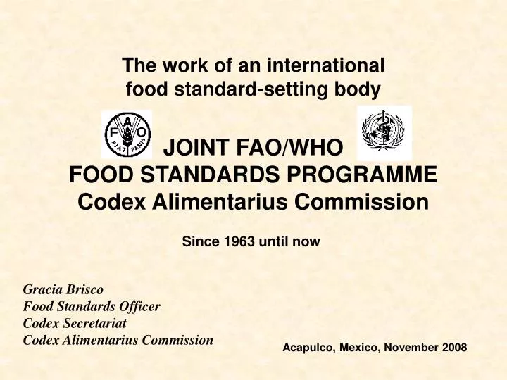 joint fao who food standards programme c odex alimentarius commission