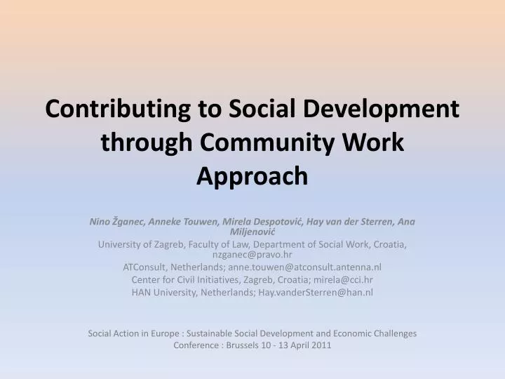 contributing to social development through community work approach
