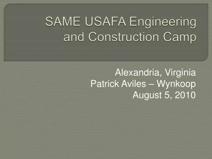 same usafa engineering and construction camp
