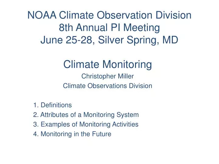 noaa climate observation division 8th annual pi meeting june 25 28 silver spring md
