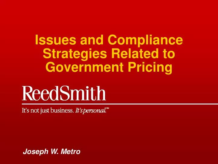 issues and compliance strategies related to government pricing