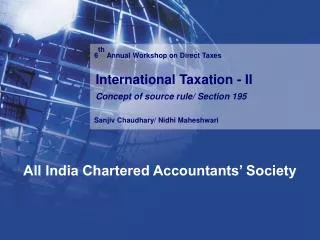 6 th Annual Workshop on Direct Taxes