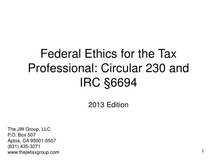federal ethics for the tax professional circular 230 and irc 6694