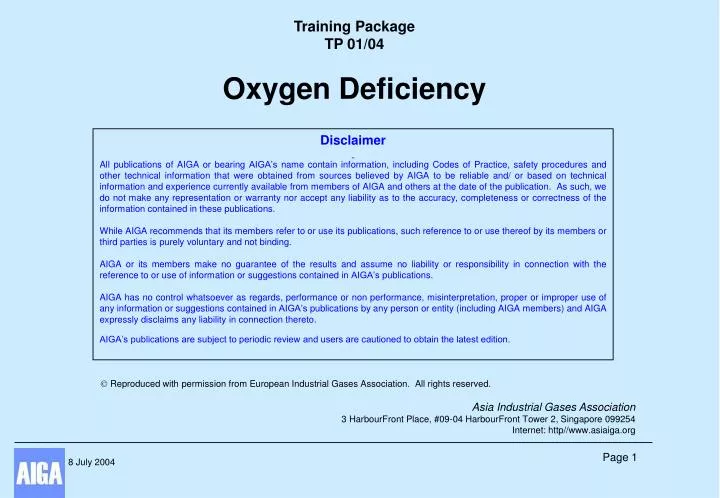 training package tp 01 04 oxygen deficiency