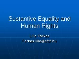 Sustantive Equality and Human Rights