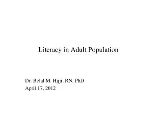 Literacy in Adult Population