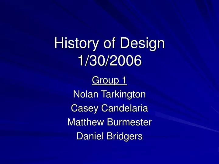 history of design 1 30 2006