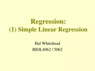 Regression: (1) Simple Linear Regression