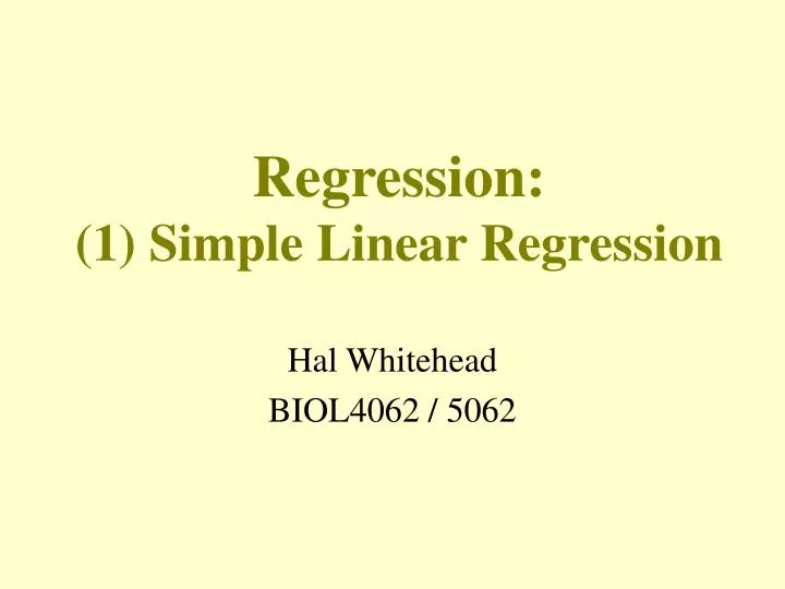 regression 1 simple linear regression