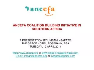 ANCEFA COALITION BUILDING INITIATIVE IN SOUTHERN AFRICA