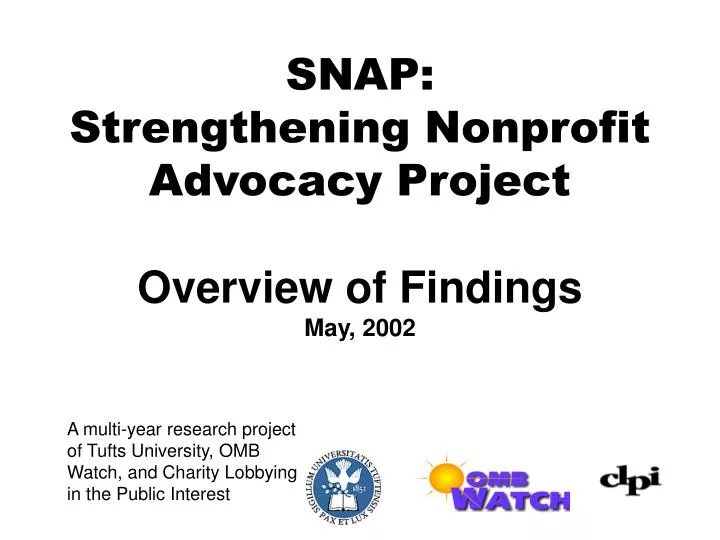 snap strengthening nonprofit advocacy project overview of findings may 2002