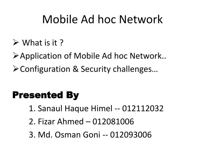 mobile ad hoc network