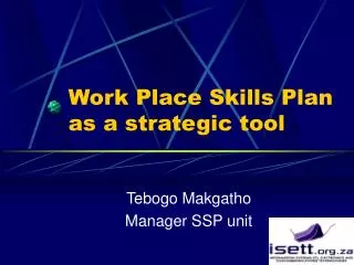 Work Place Skills Plan as a strategic tool