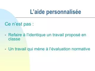 l aide personnalis e