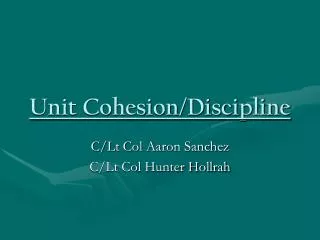 Unit Cohesion/Discipline