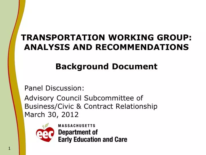 transportation working group analysis and recommendations background document