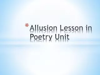 Allusion Lesson in Poetry Unit