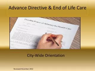 Advance Directive &amp; End of Life Care