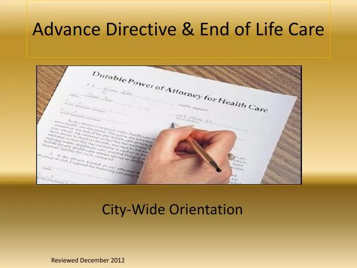 advance directive end of life care