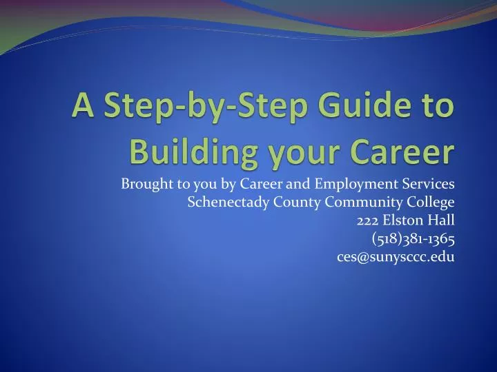 a step by step guide to building your career