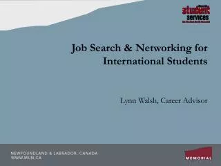 Job Search &amp; Networking for International Students