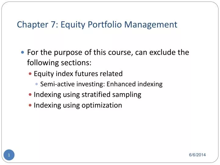 chapter 7 equity portfolio management