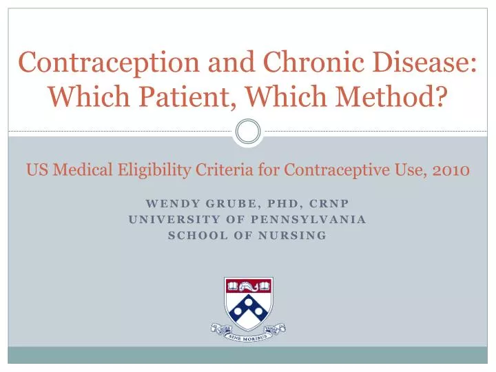 contraception and chronic disease which patient which method