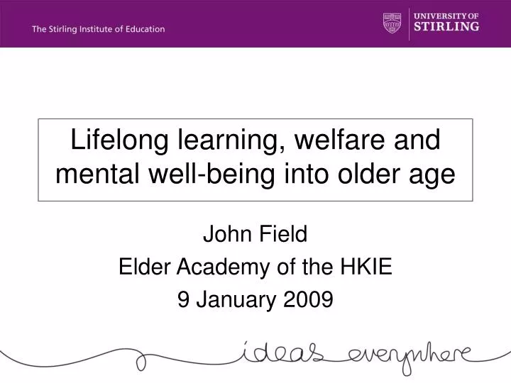 lifelong learning welfare and mental well being into older age
