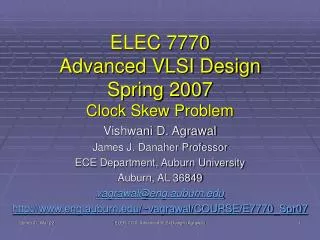 ELEC 7770 Advanced VLSI Design Spring 2007 Clock Skew Problem