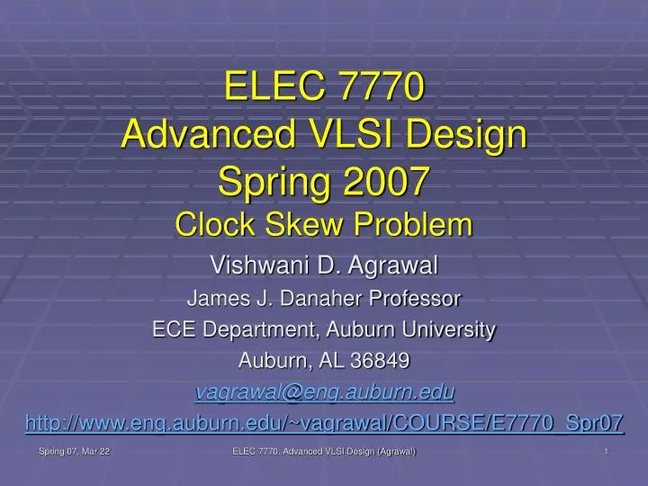 elec 7770 advanced vlsi design spring 2007 clock skew problem