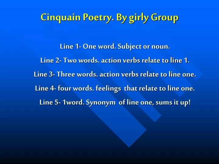 cinquain poetry by girly group