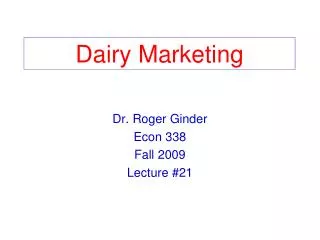 Dairy Marketing