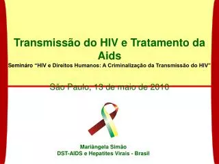 Transmissão do HIV e Tratamento da Aids Semináro “ HIV e Direitos Humanos: A Criminalização da Transmissão do HIV” São