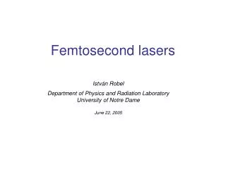 Femtosecond lasers