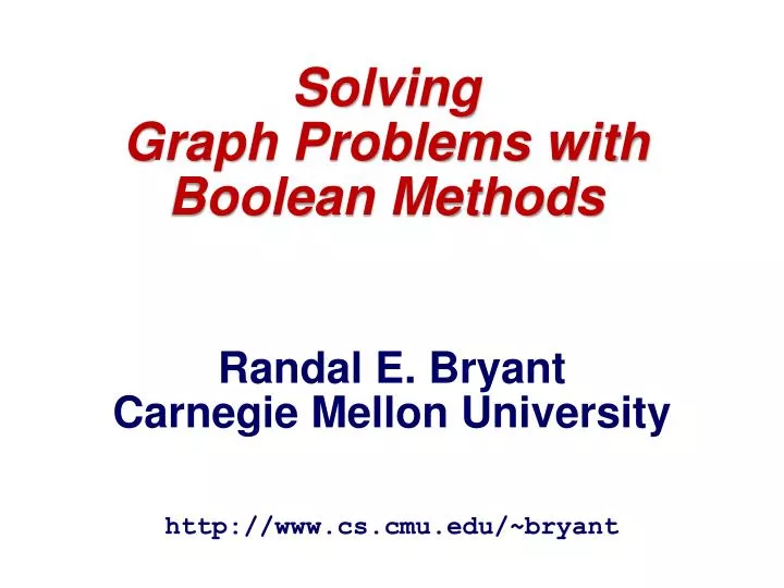 solving graph problems with boolean methods