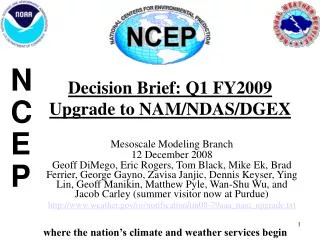 Decision Brief: Q1 FY2009 Upgrade to NAM/NDAS/DGEX
