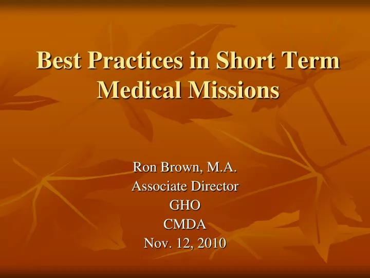 best practices in short term medical missions