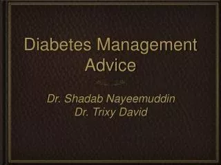 Diabetes Management Advice
