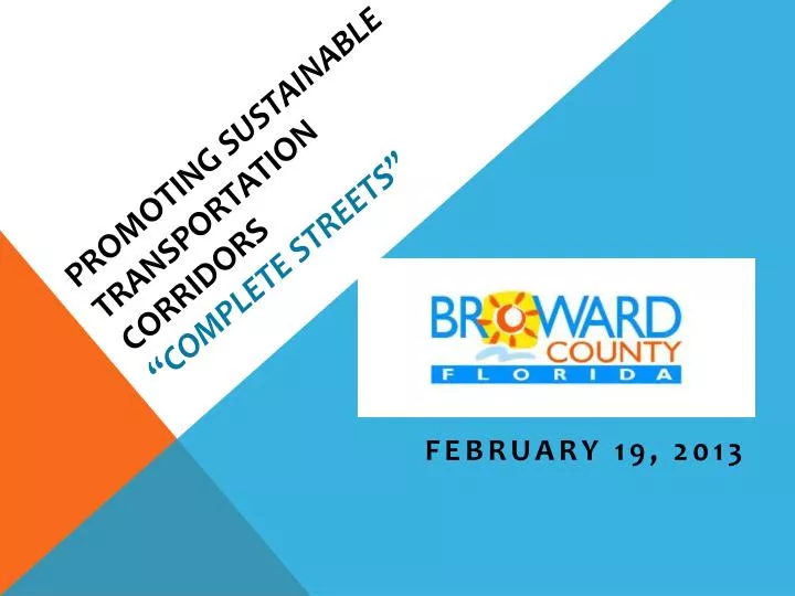 promoting sustainable transportation corridors complete streets