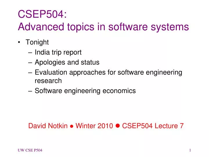 csep504 advanced topics in software systems