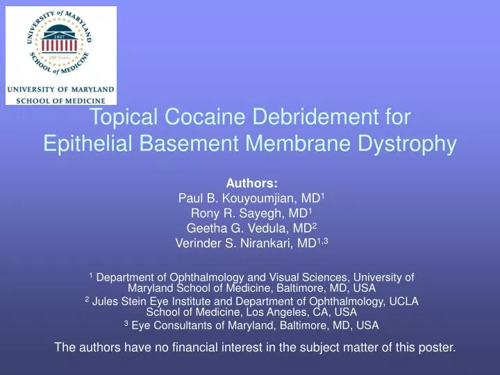 topical cocaine debridement for epithelial basement membrane dystrophy