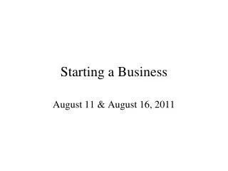 Starting a Business