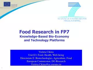 Food Research in FP7 Knowledge-Based Bio-Economy and Technology Platforms